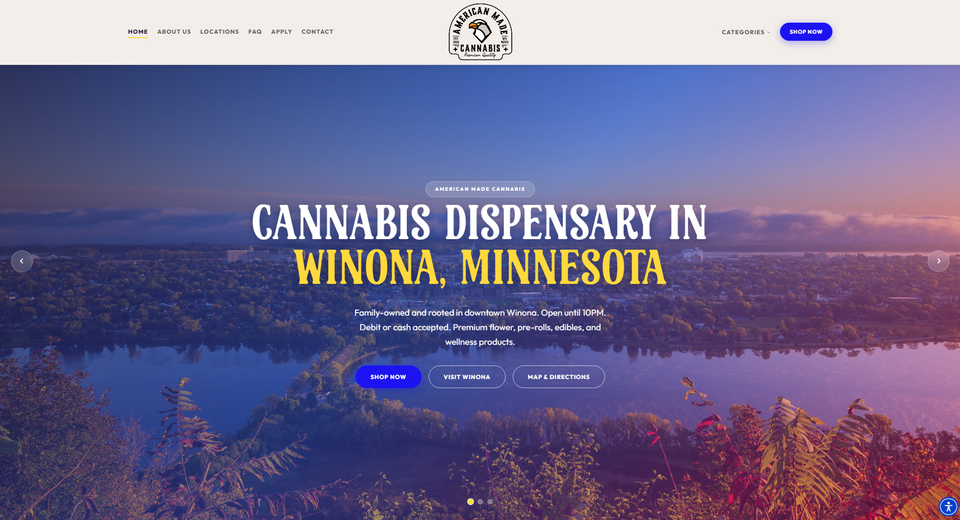 American Made Cannabis website screenshot