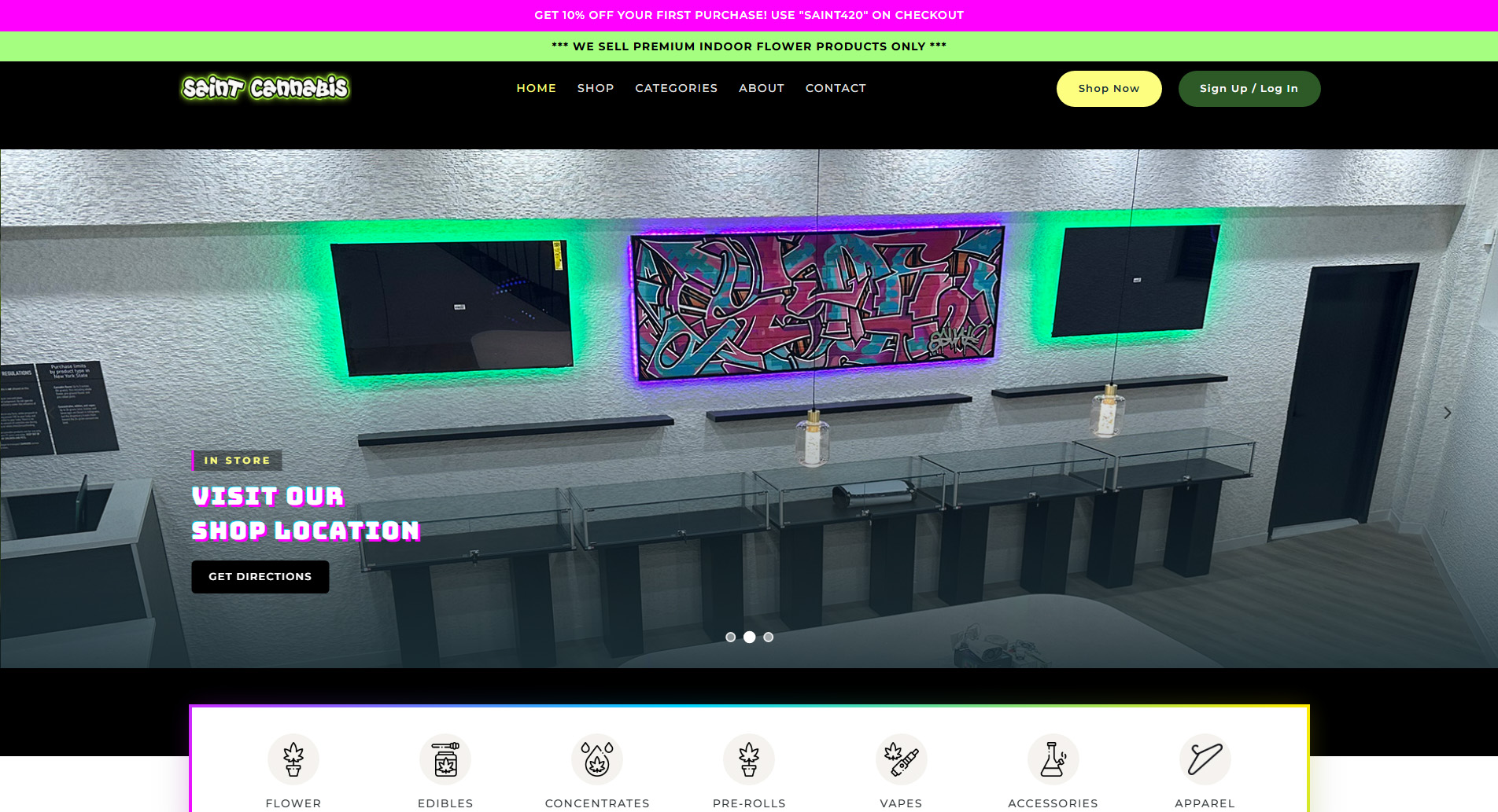 Saint Cannabis website screenshot