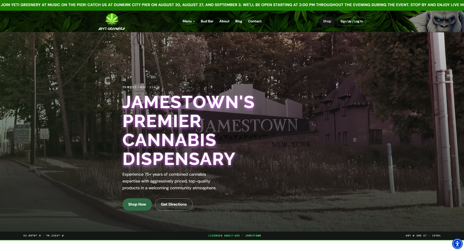 Yeti Greenery website screenshot